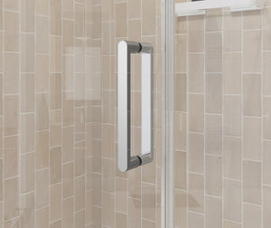 MAAX 138264-900-084-100 Manhattan 31-33 x 68 in. 6 mm Pivot Shower Door for Alcove Installation with Clear glass & Round Handle in Chrome