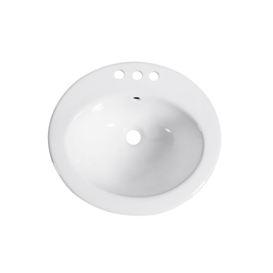 DAX Ceramic Single Bowl Top Mount Bathroom Basin, White BSN-209-W