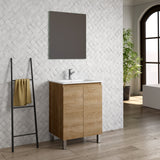 DAX Sunset Engineered Wood and Porcelain Onix Basin with Vanity, 24", Oak DAX-SUN012414-ONX
