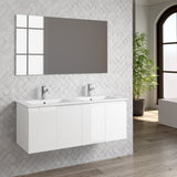 DAX Malibu Engineered Wood and Porcelain Onix Basin with Double Vanity Cabinet, 48", White DAX-MAL014811-ONX