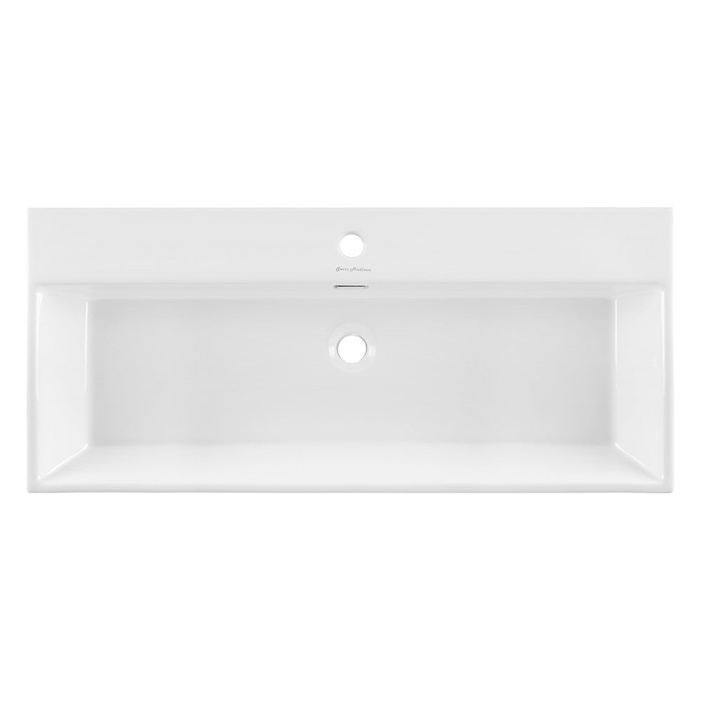 Claire 40 Ceramic Console Sink White Basin Chrome Legs