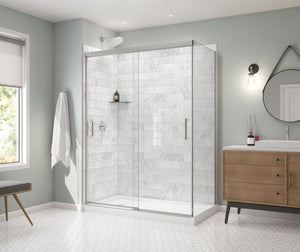MAAX 136560-900-084-000 Incognito 76 Return Panel for 32 in. Base with Clear glass in Chrome