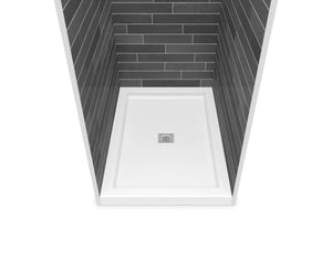 MAAX 420001-504-001-100 B3Square 4832 Acrylic Alcove Deep Shower Base in White with Center Drain