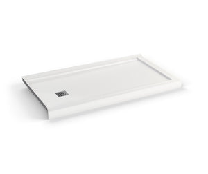 MAAX 420024-542-001-000 B3X 6032 Acrylic Corner Left Shower Base with Anti-slip Bottom with Left-Hand Drain in White