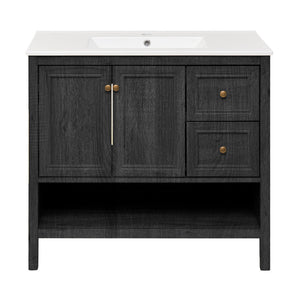 Château 36" Freestanding Bathroom Vanity in Black Oak with Sink Top