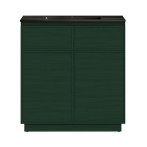 St. Tropez 36" Freestanding Bathroom Vanity in Green Oak with Black Sink Top