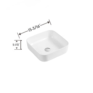 DAX Ceramic Square Bathroom Vessel Basin, 15", Black Matte DAX-CL1282-BM