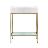 Pierre 24 Single, Freestanding, Open Shelf, Gold Metal Frame Bathroom Vanity