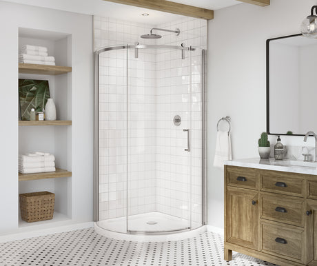 MAAX 139410-900-084-001 Outback Round 36 x 36 x 75 5/8 in. 8mm Sliding Shower Door for Corner Installation with Clear glass in Chrome