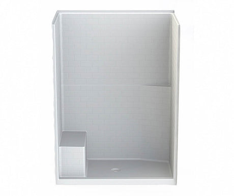 Aker 16034STTSM AFR AcrylX Alcove Left-Hand Drain One-Piece Shower in White