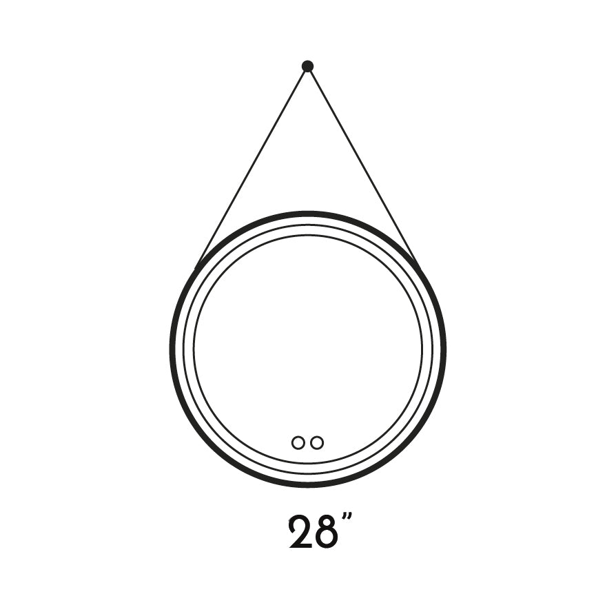 DAX Aura Strap LED Light Round Mirror, 28" DAX-120-AURA0228