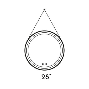 DAX Aura Strap LED Light Round Mirror, 28" DAX-120-AURA0228