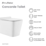 Concorde Wall hung Toilet Bowl, Black Hardware