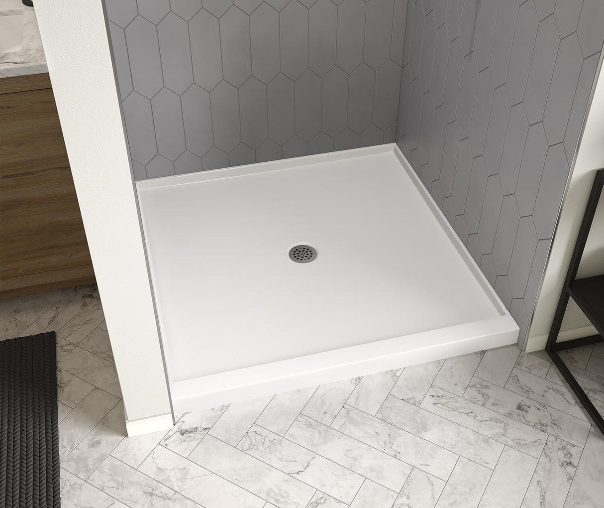 MAAX 106752-000-002-000 Icon 4242 AcrylX Alcove Shower Base with Center Drain in White