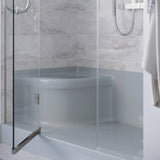 Aquatique 60 X 32 Single Threshold Shower Base With Right Hand Drain and Integral Left Hand Seat in Grey