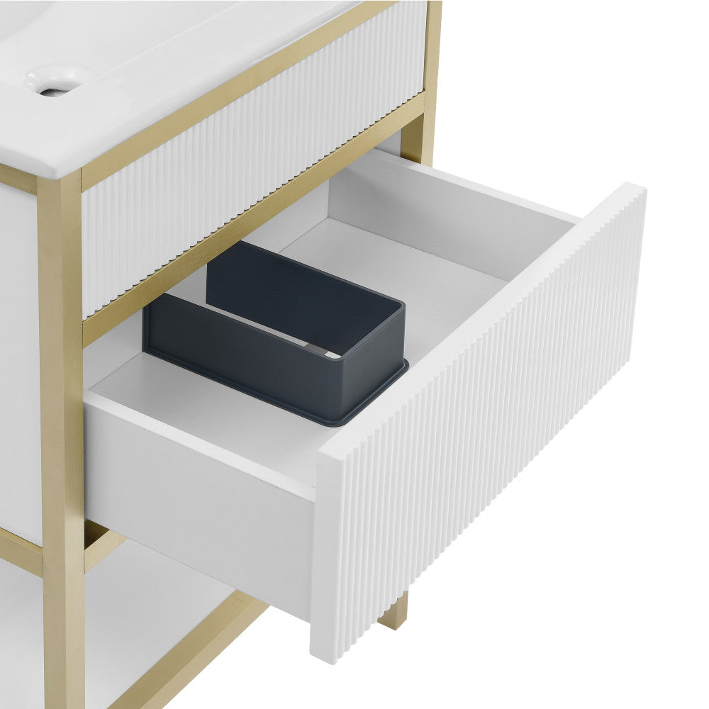 Cache 24" Freestanding, Bathroom Vanity in White and Gold