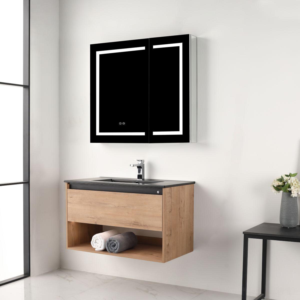 Blossom Bergen 36" Vanity with Dual LED Illumination - Adjustable Lighting and Soft-Close Drawer