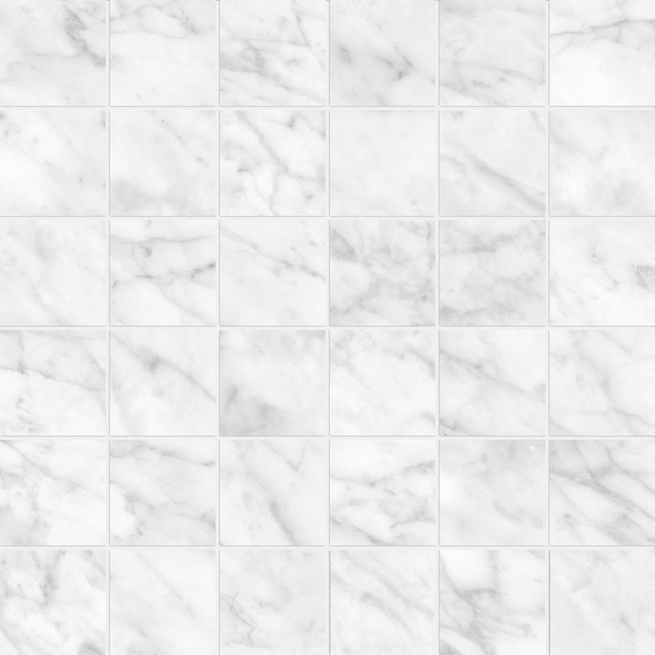 Anatolia Tile 2X2 La Marca Carrara Honed 36 Piece Porcelain Mosaics. 1 Sheet = .96 Sf. 4501-0370-0 (68-471) Carrara Gioia 2x2 Honed - premium natural stone mosaic tile from Anatolia Tile, available at PoshHaus showroom in Keene, NH