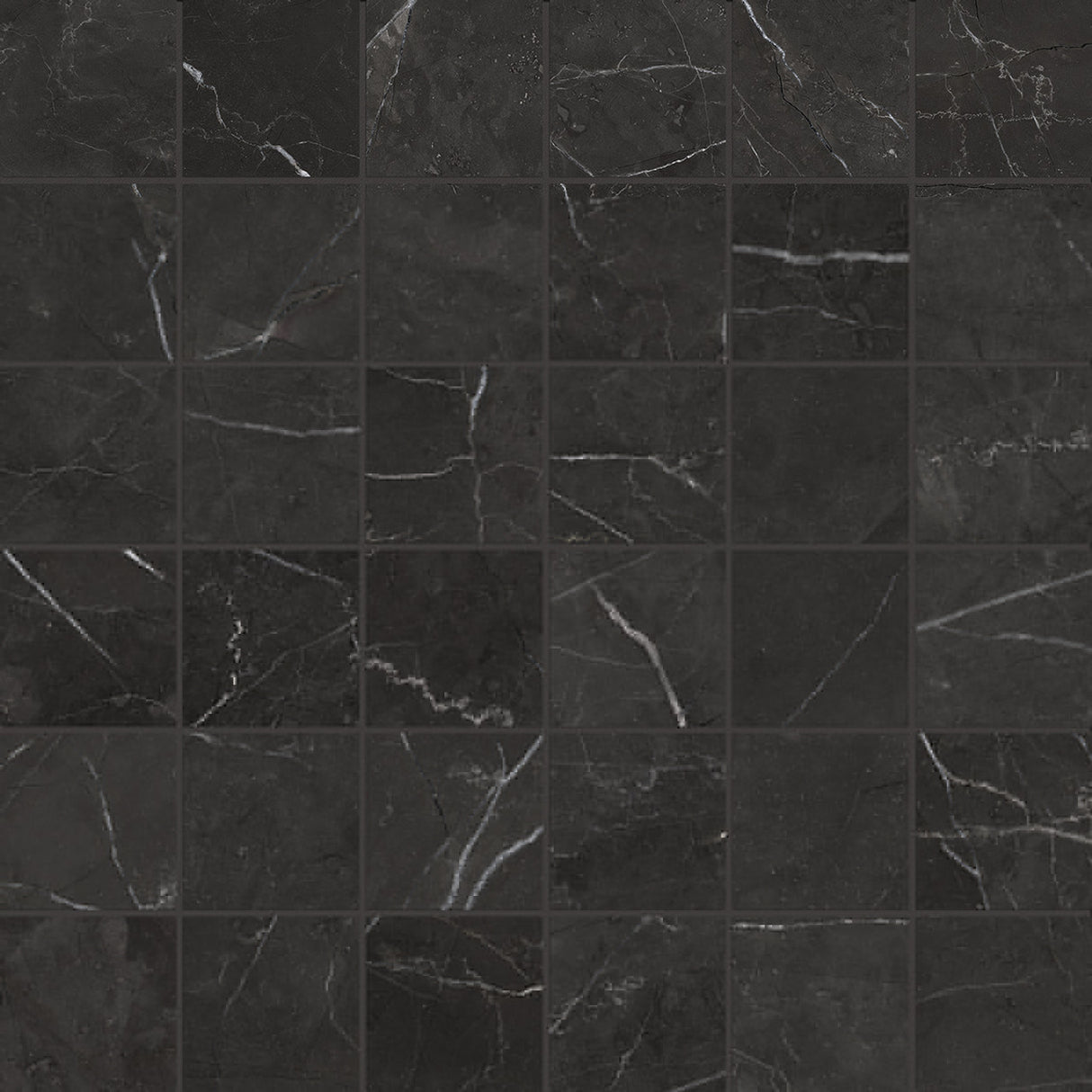 Anatolia Tile 2X2 La Marca Nero Honed 36 Piece Porcelain Mosaics. 1 Sheet = .96 Sf. 4501-0366-0 Nero Venato 2x2 Honed - premium natural stone mosaic tile from Anatolia Tile, available at PoshHaus showroom in Keene, NH