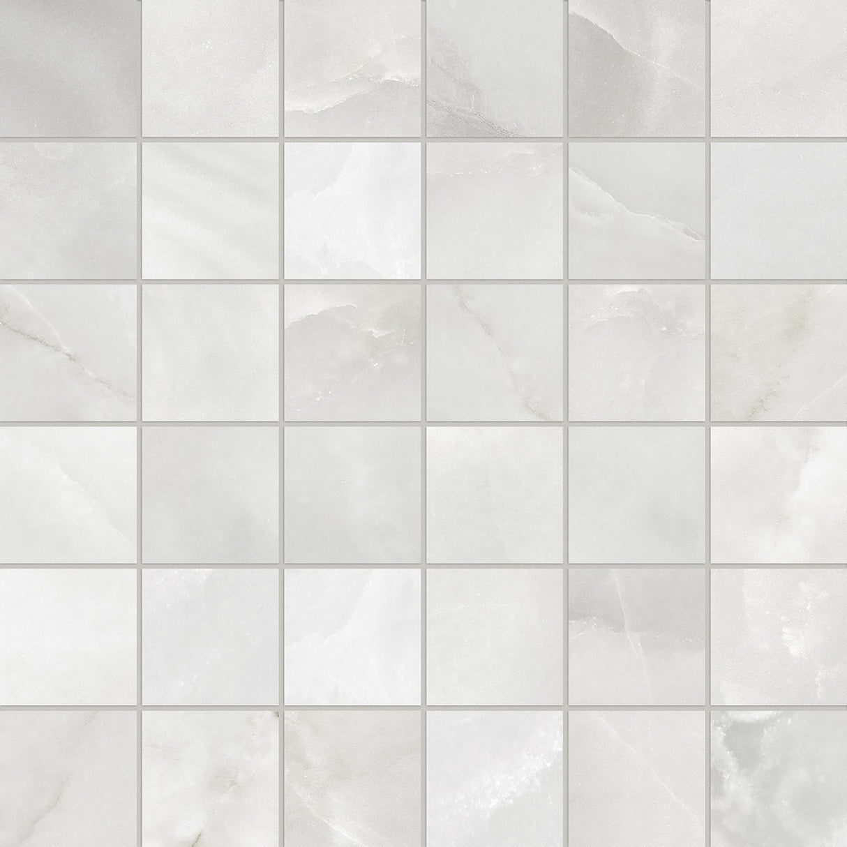 Anatolia Tile 2X2 La Marca Onyx Honed 36 Piece Porcelain Mosaics. 1 Sheet = .96 Sf. 4501-0372-0 (68-473) Onyx Nuvolato 2x2 Honed - premium natural stone mosaic tile from Anatolia Tile, available at PoshHaus showroom in Keene, NH