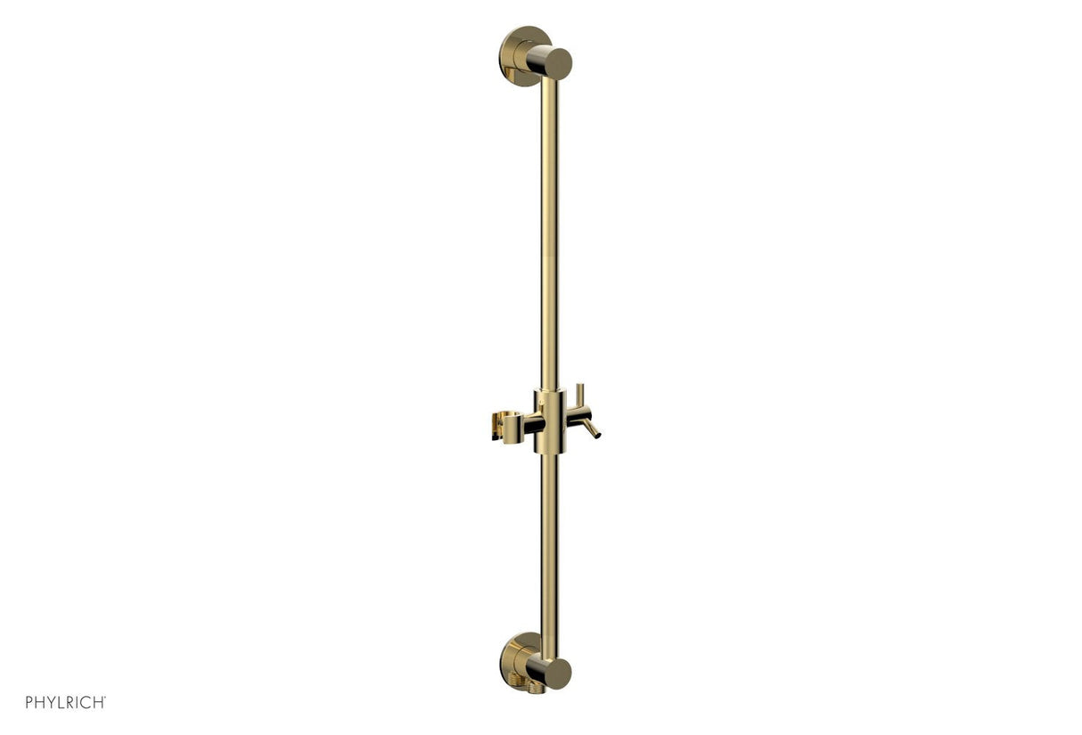 Phylrich 3-559-03U 24" Integrated Slide Bar with built in Hose Outlet 3-559 - Polished Brass Uncoated