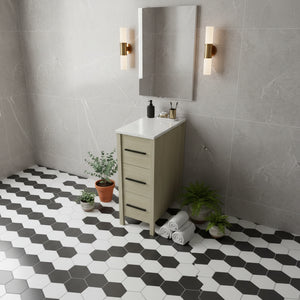 New England Home Goods Palm 12" Single Sink Vanity in White - Engineered Wood; Stone Top