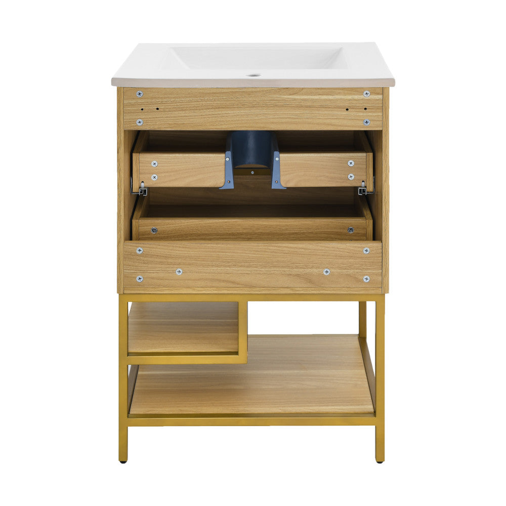 Carre 24" Bathroom Vanity in White Oak