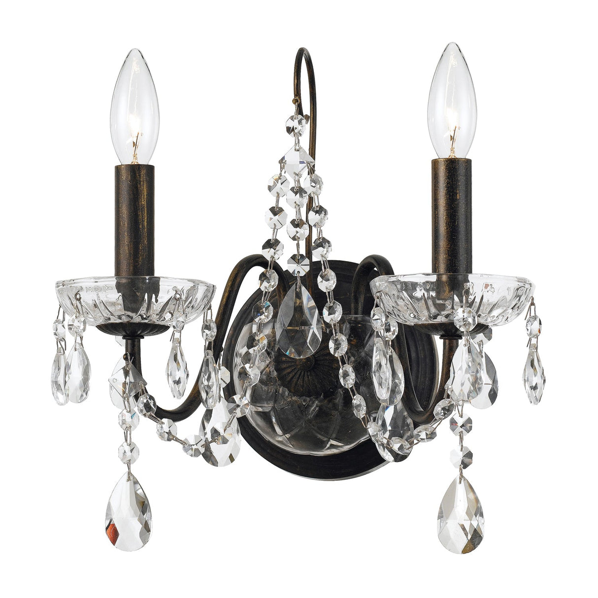 Butler 2 Light Hand Cut Crystal English Bronze Sconce 3022-EB-CL-MWP