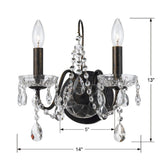 Butler 2 Light Hand Cut Crystal English Bronze Sconce 3022-EB-CL-MWP