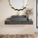 Lisse 16" Square Concrete Vessel Bathroom Sink in Dark Grey