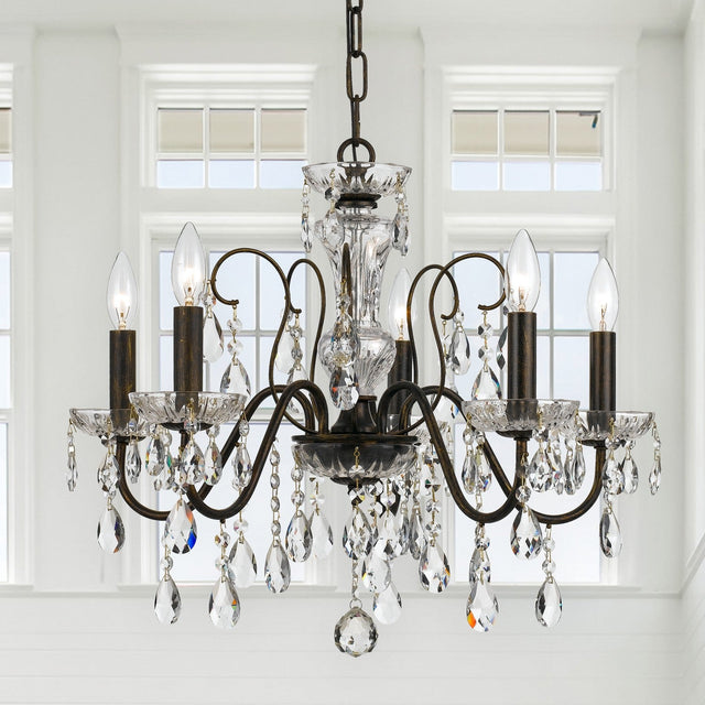Butler 5 Light Hand Cut Crystal English Bronze Chandelier 3025-EB-CL-MWP