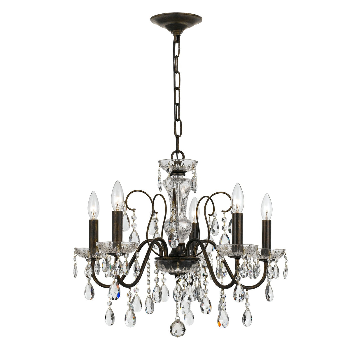 Butler 5 Light Spectra Crystal English Bronze Chandelier 3025-EB-CL-SAQ