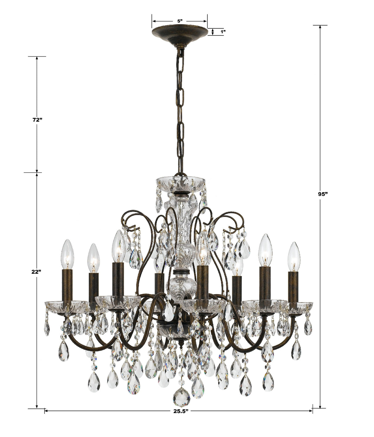 Butler 8 Light Hand Cut Crystal English Bronze Chandelier 3028-EB-CL-MWP