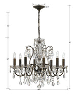 Butler 8 Light Hand Cut Crystal English Bronze Chandelier 3028-EB-CL-MWP