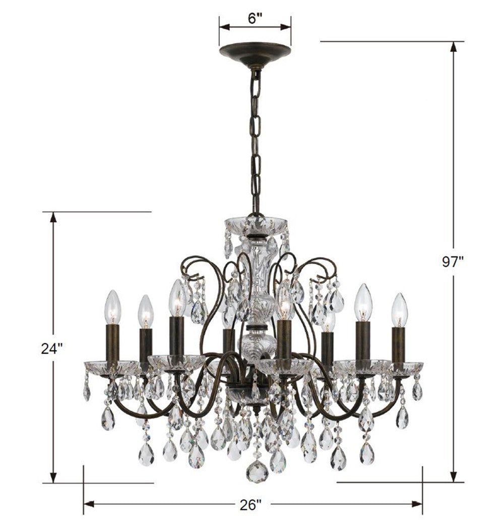 Butler 8 Light Swarovski Strass Crystal English Bronze Chandelier 3028-EB-CL-S