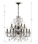 Butler 12 Light Hand Cut Crystal English Bronze Chandelier 3029-EB-CL-MWP