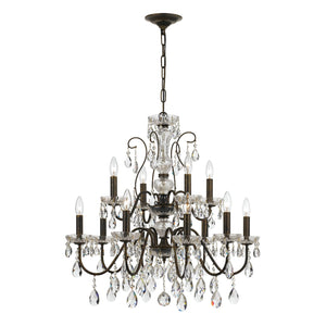 Butler 12 Light Swarovski Strass Crystal English Bronze Chandelier 3029-EB-CL-S