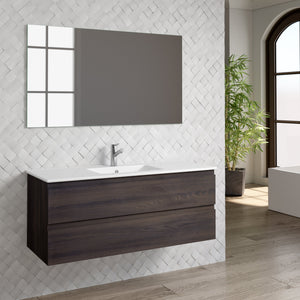 DAX Pasadena Engineered Wood and Porcelain Onix Basin with Vanity Cabinet, 48", Wenge DAX-PAS014813-ONX