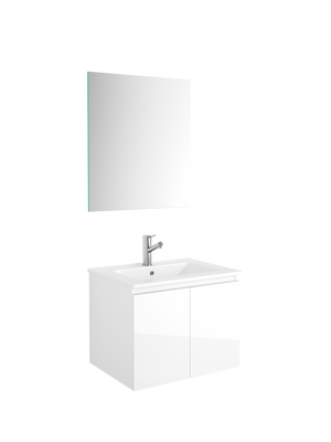 DAX Malibu Engineered Wood and Porcelain Onix Basin with Vanity Cabinet, 24", White DAX-MAL012411-ONX