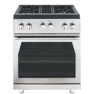 Forza 3-Piece Appliance Package - 30-Inch Gas Range, 11-Inch Pro-Style Under Cabinet Range Hood, & 24-Inch Dishwasher in Stainless Steel