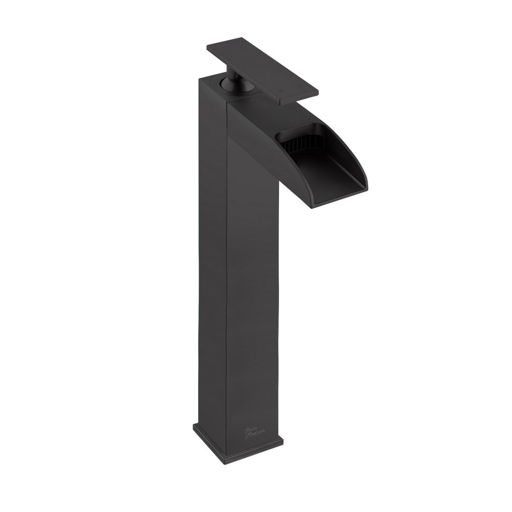 Concorde Single Hole, Single-Handle, High Arc Waterfall, Bathroom Faucet in Matte Black