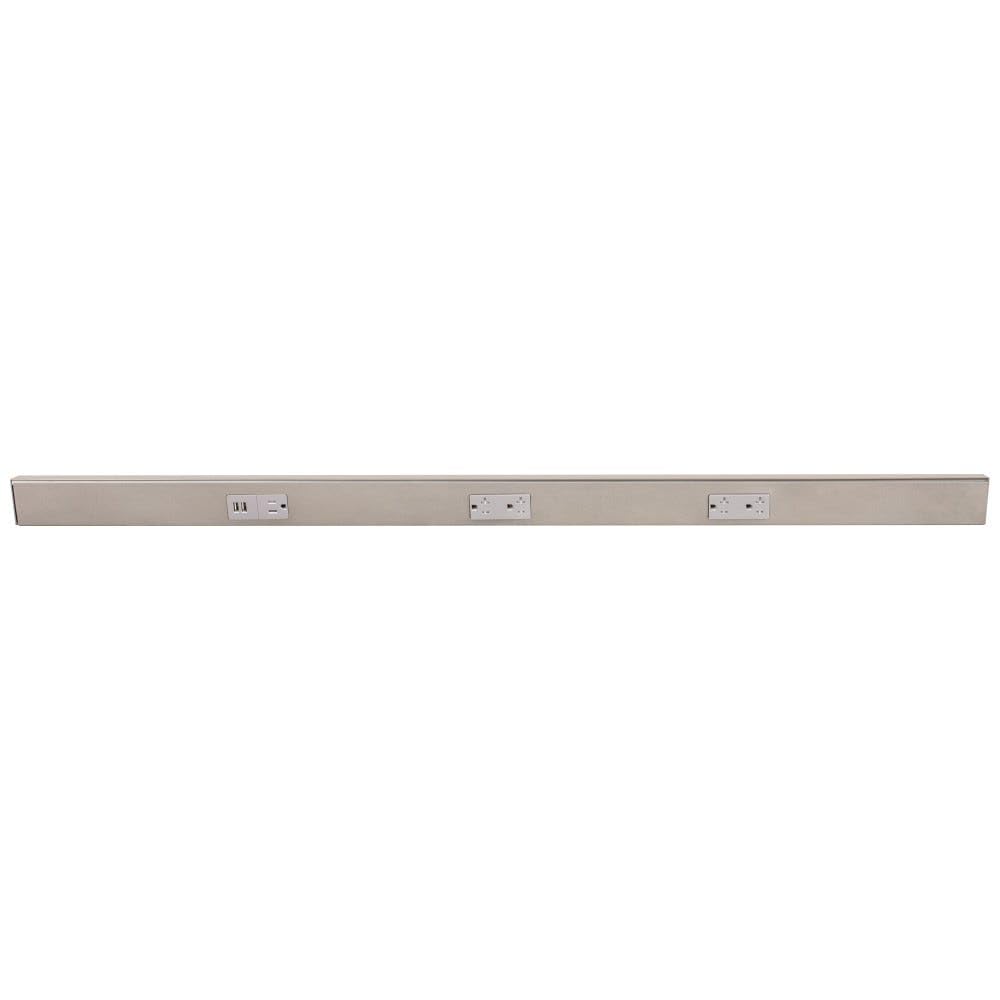 Task Lighting TRU42-3GD-P-SN 42" TR USB Series Angle Power Strip with USB, Satin Nickel Finish, Grey Receptacles