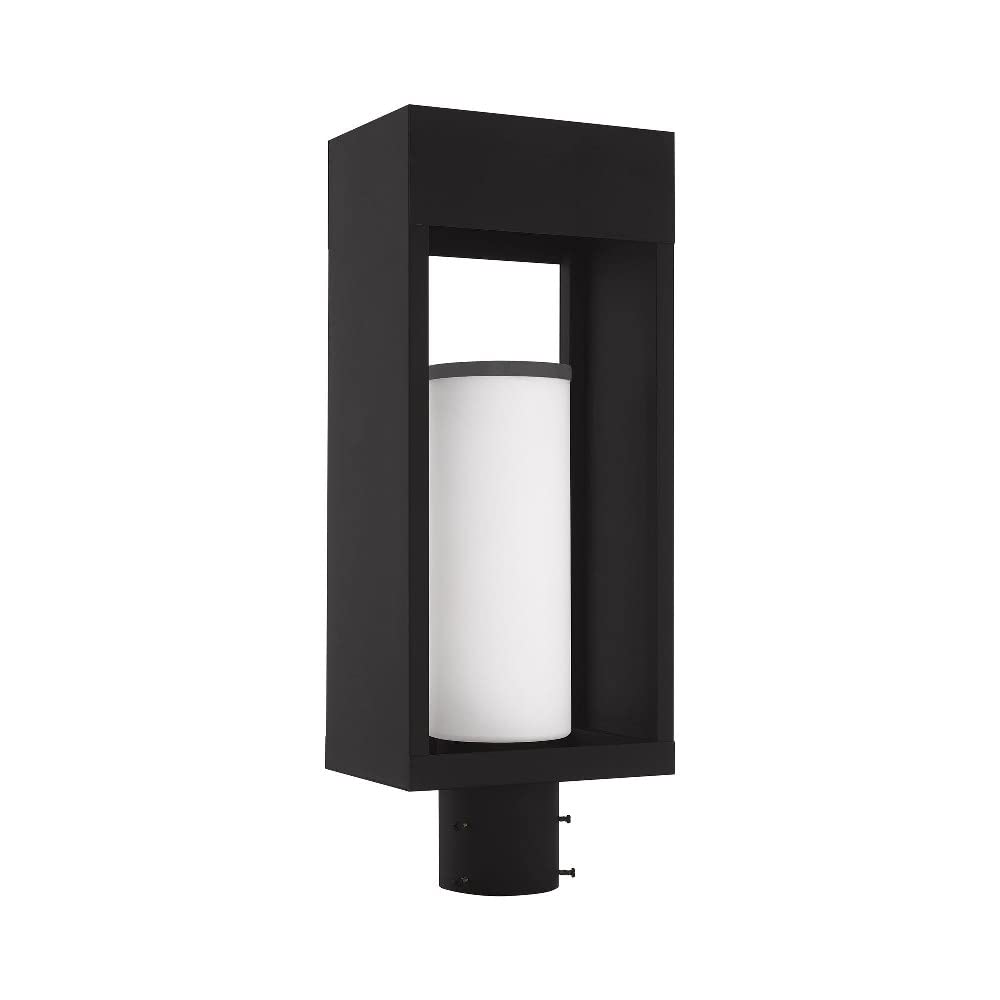Livex Lighting 20985-91 Bleecker - 20" One Light Outdoor Post Top Lantern, Brushed Nickel Finish with Satin Opal White Glass