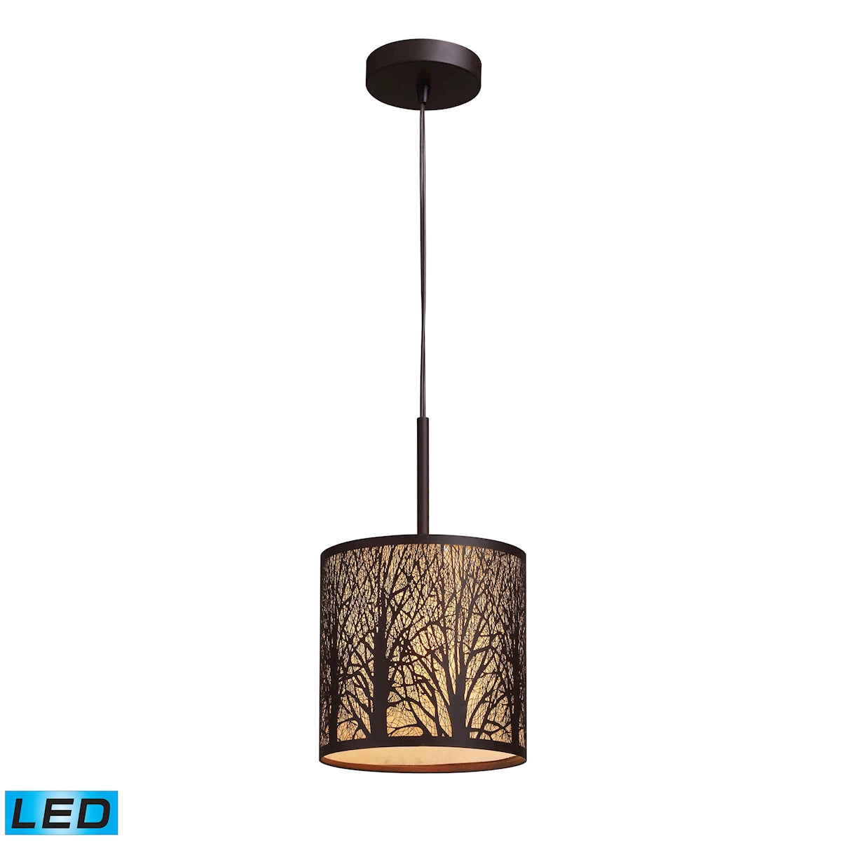 Elk 31073/1-LED Woodland Sunrise 8'' Wide 1-Light Mini Pendant - Aged Bronze