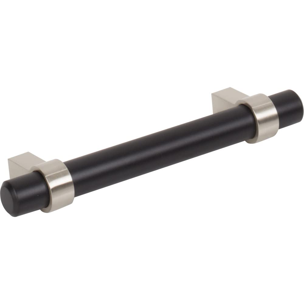 Jeffrey Alexander 596MBSN 96 mm Center-to-Center Matte Black with Satin Nickel Key Grande Cabinet Bar Pull