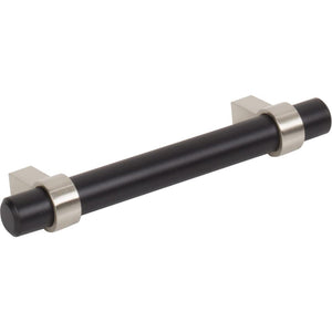 Jeffrey Alexander 596MBSN 96 mm Center-to-Center Matte Black with Satin Nickel Key Grande Cabinet Bar Pull