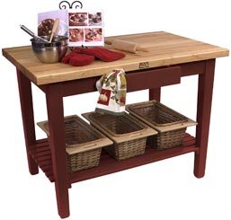 John Boos C4830-S-BN BoosClassic Country Worktable, 1 shelf, Barn Red, 48