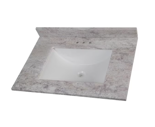 31 in. W x 22 in. D Cultured Marble White Rectangular Single Sink Vanity Top in Winter Mist
