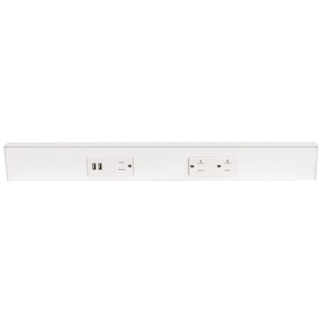 Task Lighting TRU18-2WD-P-WT 18" TR USB Series Angle Power Strip with USB, White Finish, White Receptacles