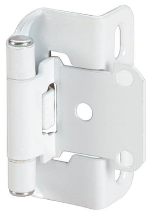 Amerock Cabinet Hinge 1/2 inch (13 mm) Overlay Hinge White 2 Pack Self-Closing Hinge Partial Wrap Hinge Cabinet Door Hinge
